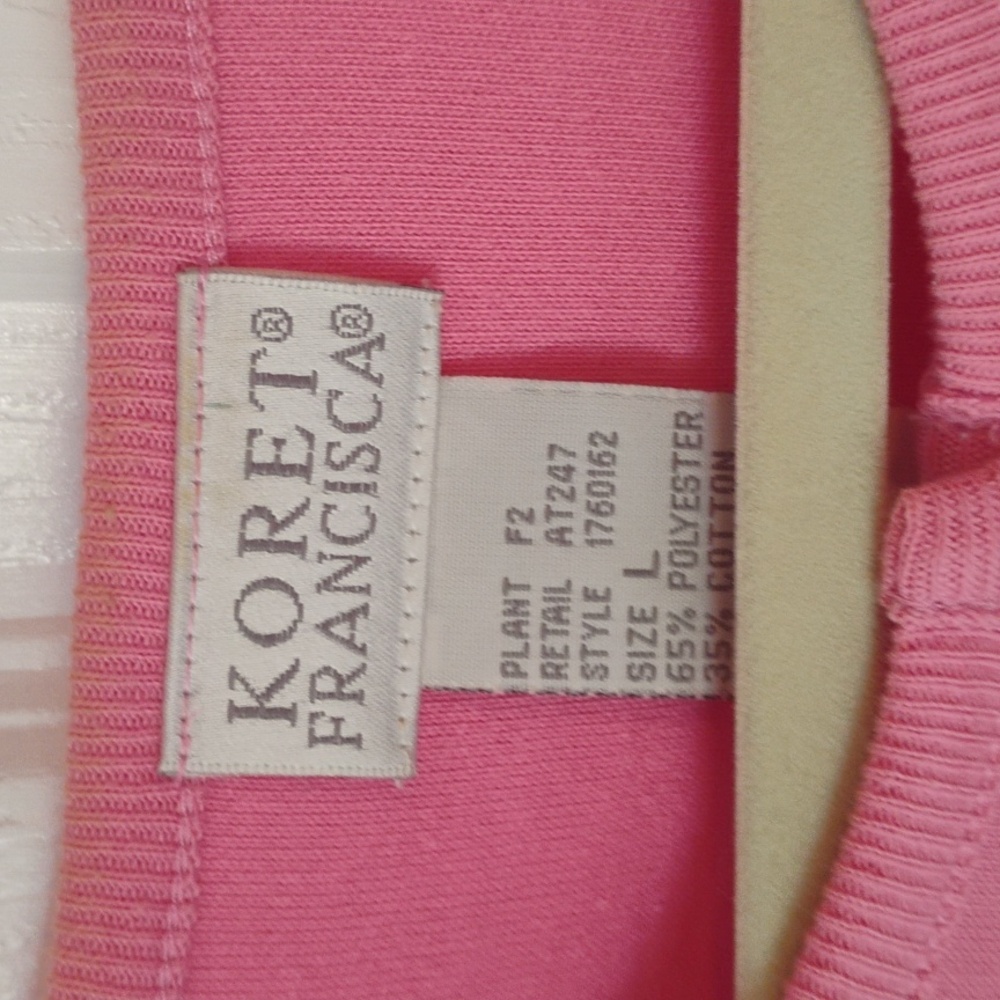 Vintage Koret Francisca Women's Size Large Flower Embroidered Cardigan Pink - Picture 2 of 8
